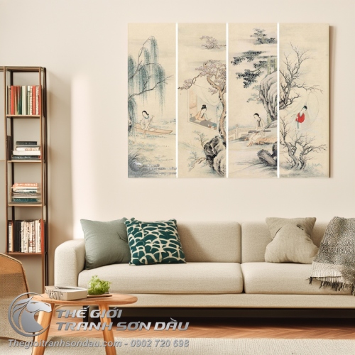 Tranh Bộ Tứ Quý Thiếu nữ Xinh đẹp