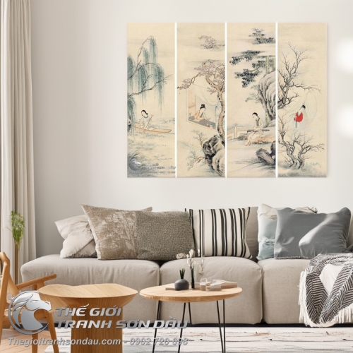 Tranh Bộ Tứ Quý Thiếu nữ Xinh đẹp