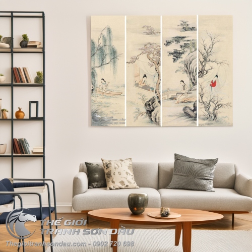 Tranh Bộ Tứ Quý Thiếu nữ Xinh đẹp