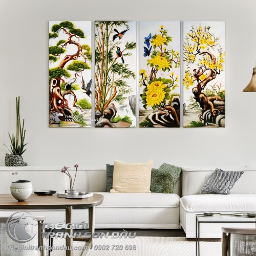 Tranh bộ tứ quý Tùng Cúc Trúc Mai