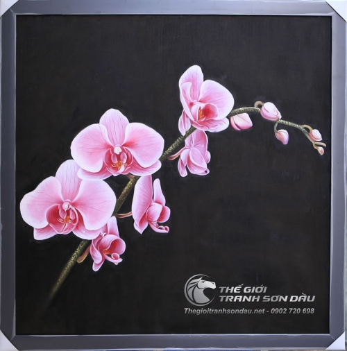 Tranh Cành Hoa Lan Hồng Tả Thực