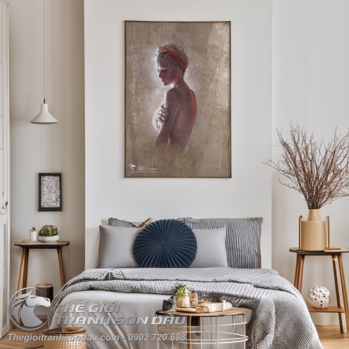 Tranh Chân Dung Thiếu Nữ Bán Khỏa Thân Quyến Rũ