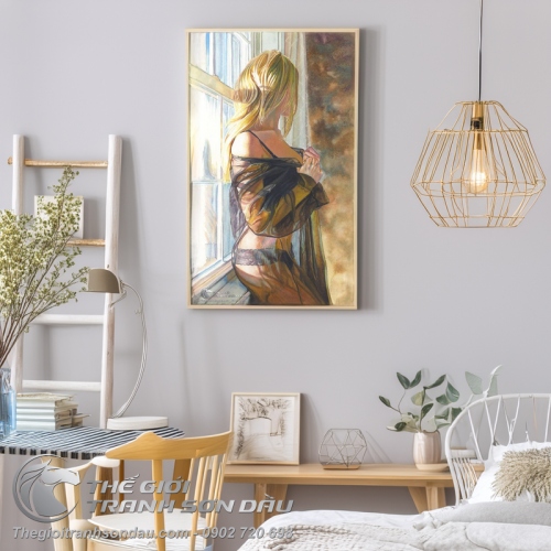 Tranh Chân Dung Thiếu Nữ Khỏa Thân Bên Cửa Sổ