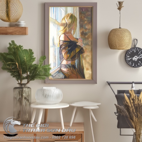 Tranh Chân Dung Thiếu Nữ Khỏa Thân Bên Cửa Sổ
