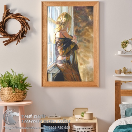 Tranh Chân Dung Thiếu Nữ Khỏa Thân Bên Cửa Sổ