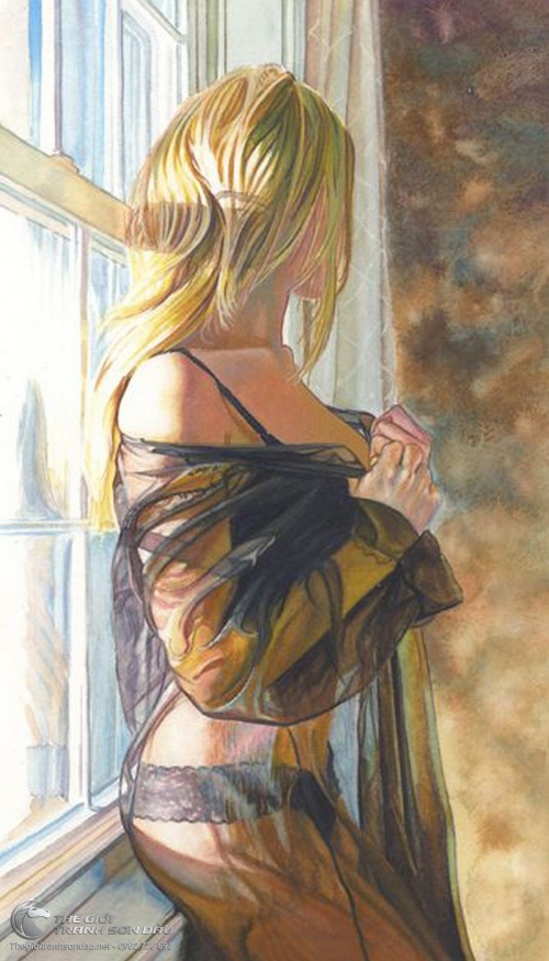 Tranh Chân Dung Thiếu Nữ Khỏa Thân Bên Cửa Sổ