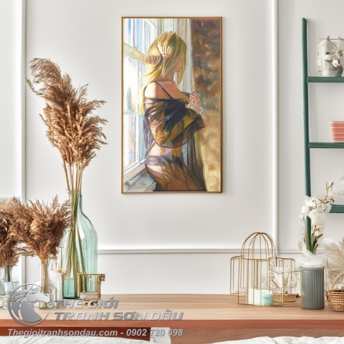 Tranh Chân Dung Thiếu Nữ Khỏa Thân Bên Cửa Sổ