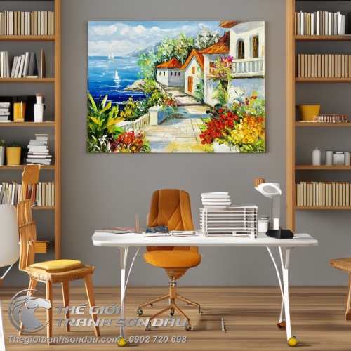 Tranh Châu Âu Góc Phố Bên Bờ Biển