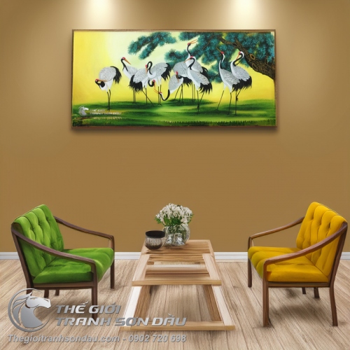 Tranh Chim Hạc Và Cây Tùng
