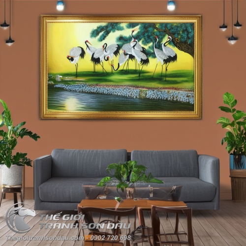 Tranh Chim Hạc Và Cây Tùng
