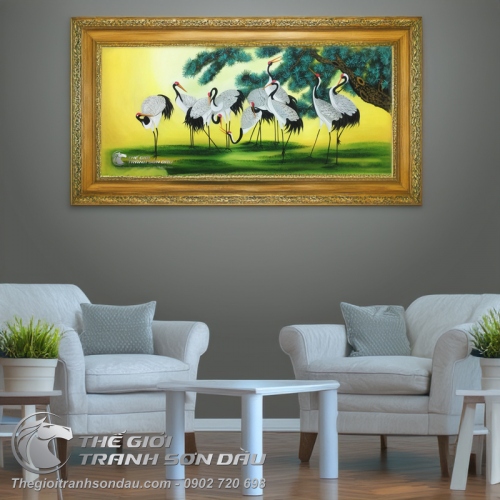 Tranh Chim Hạc Và Cây Tùng