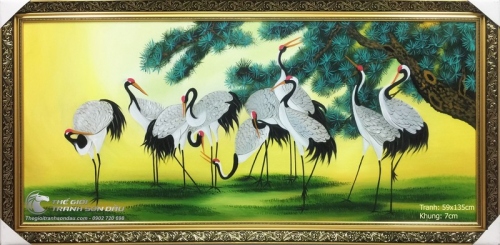 Tranh Chim Hạc Và Cây Tùng
