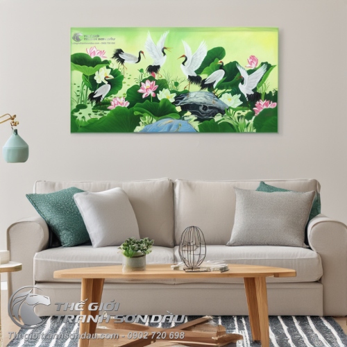 Tranh Chim Hạc Và Hoa Sen