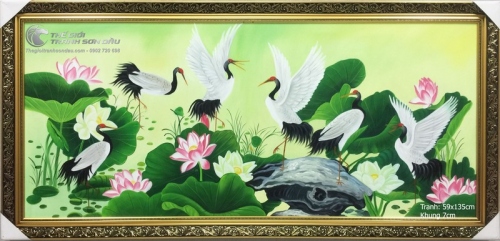 Tranh Chim Hạc Và Hoa Sen