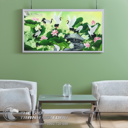 Tranh Chim Hạc Và Hoa Sen