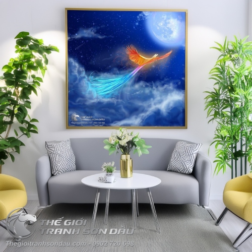 Tranh Chim Phụng Bay Trong Đêm Đẹp