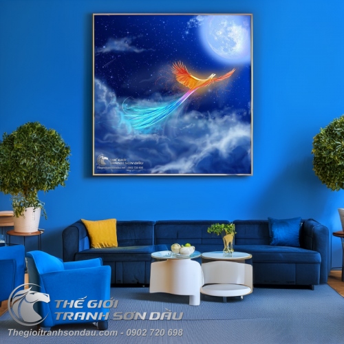 Tranh Chim Phụng Bay Trong Đêm Đẹp