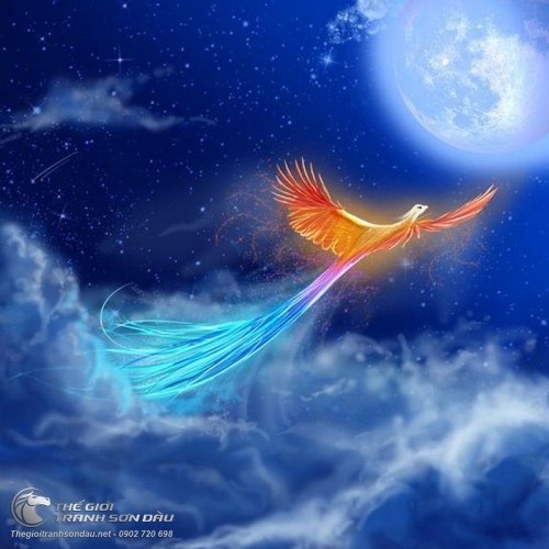 Tranh Chim Phụng Bay Trong Đêm Đẹp