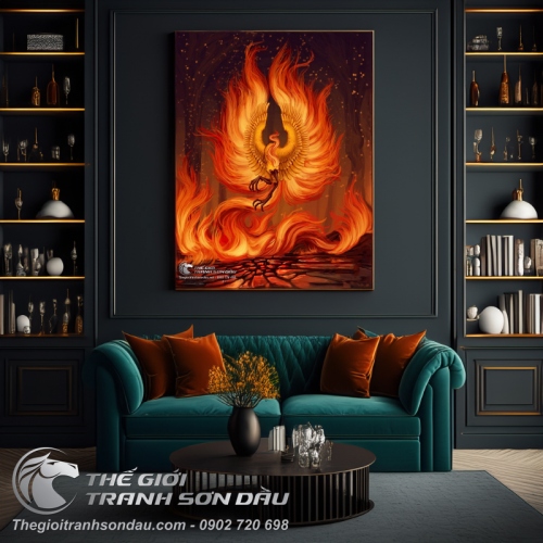 Tranh Chim Phụng Hoàng Múa Cánh Rực Lửa