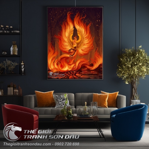 Tranh Chim Phụng Hoàng Múa Cánh Rực Lửa