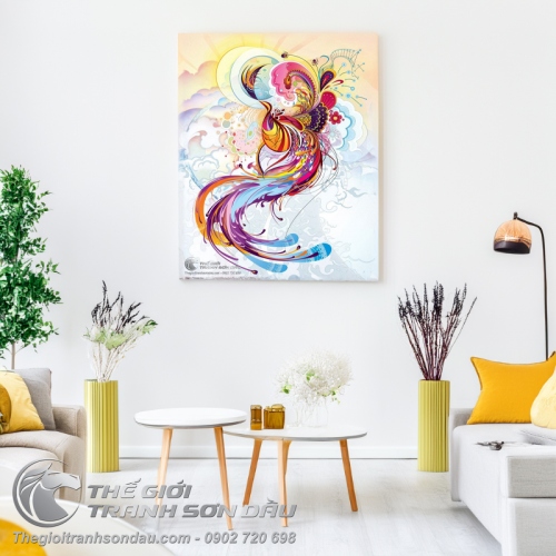 Tranh Chim Phụng Hoàng Trên Mây Nghệ Thuật