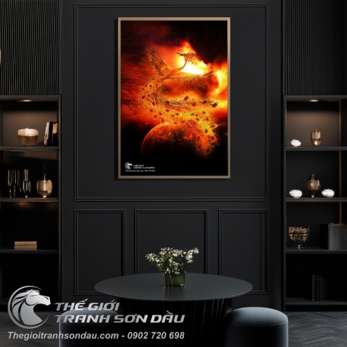 Tranh Chim Phượng Hoàng Đỏ Rực Lửa