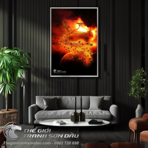 Tranh Chim Phượng Hoàng Đỏ Rực Lửa