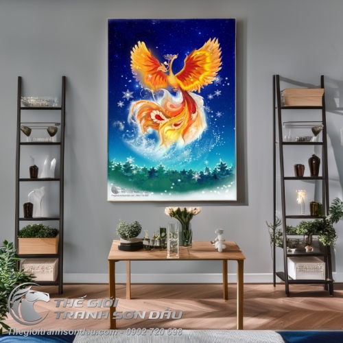 Tranh Chim Phượng Hoàng Lửa Trong Đêm