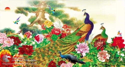 Tranh Chim Uyên Ương Bên Cây Tùng