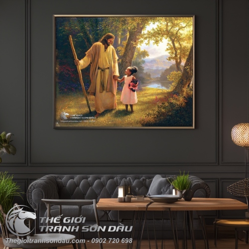 Tranh Chúa Jesu Mỉm Cười Với Trẻ Em Da Màu