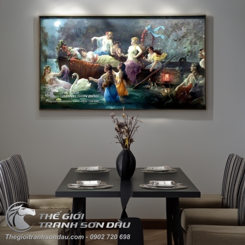 Tranh Cổ Điển Châu Âu Các Nàng Tiên Tắm Trên Bờ Suối