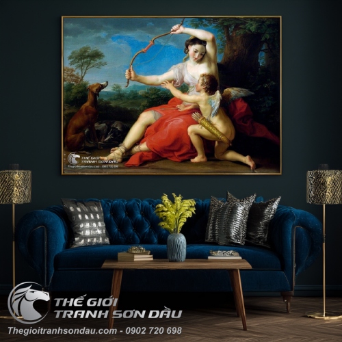 Tranh Cổ Điển Châu Âu Cô Gái Bẻ Cung Của Thần Cupid