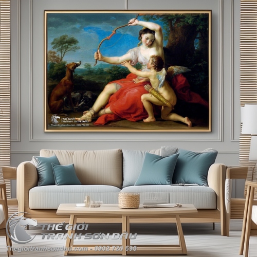 Tranh Cổ Điển Châu Âu Cô Gái Bẻ Cung Của Thần Cupid