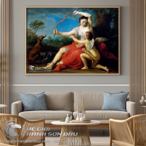 Tranh Cổ Điển Châu Âu Cô Gái Bẻ Cung Của Thần Cupid