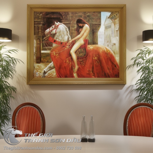 Tranh Cổ Điển Châu Âu Cô Gái Khỏa Thân Cưỡi Ngựa