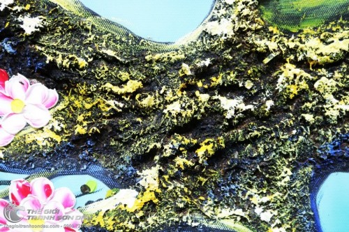 Tranh Cửu Ngư Dưới Gốc Đào Vẽ Tay Sơn Dầu