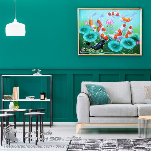 Tranh Cửu Ngư Quần Hội Chín Con Cá Chép