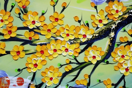 Tranh Cửu Ngư Quần Hội Dưới Gốc Mai Vàng