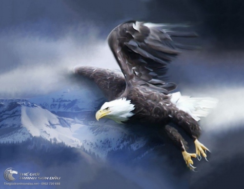 Tranh Đại Bàng Bay Lượn Và Núi Tuyết