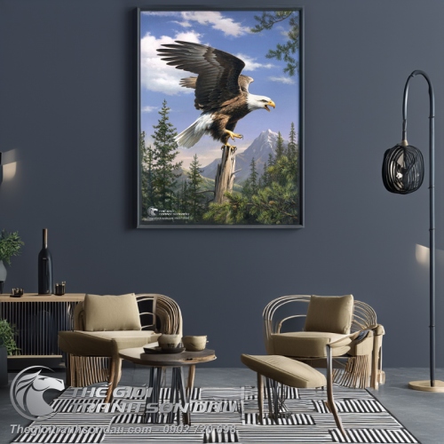 Tranh Đại Bàng Cây Cối Và Núi Tuyết