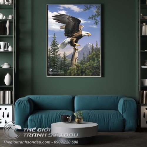 Tranh Đại Bàng Cây Cối Và Núi Tuyết