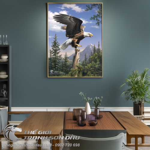 Tranh Đại Bàng Cây Cối Và Núi Tuyết