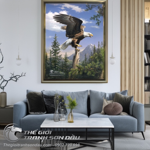 Tranh Đại Bàng Cây Cối Và Núi Tuyết