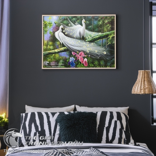 Tranh Đôi Chim Công Trắng