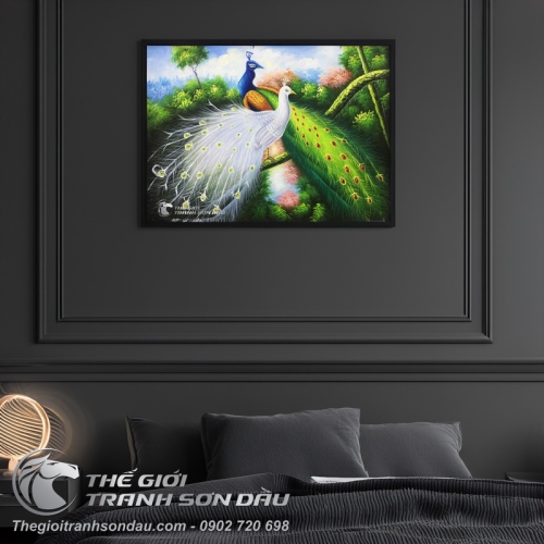 Tranh Đôi Chim Công Uyên Ương