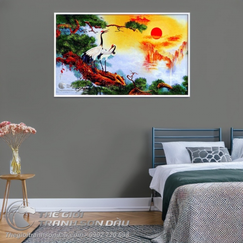 Tranh Đôi Chim Hạc Trên Cây Tùng