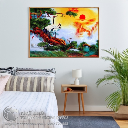 Tranh Đôi Chim Hạc Trên Cây Tùng