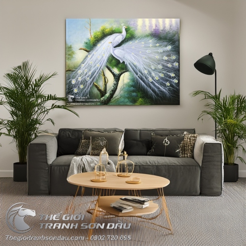 Tranh Đôi Công Lông Trắng