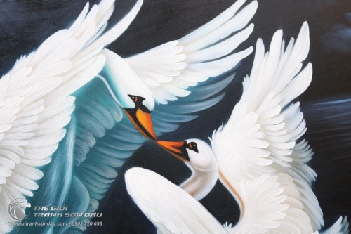 Tranh Đôi Thiên Nga Hôn Nhau
