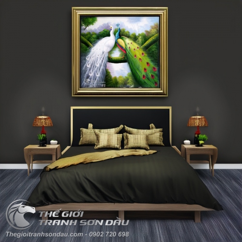 Tranh Đôi Uyên Ương Đậu Trên Cây